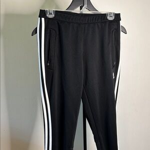 adidas Black Kids Joggers with White Stripes